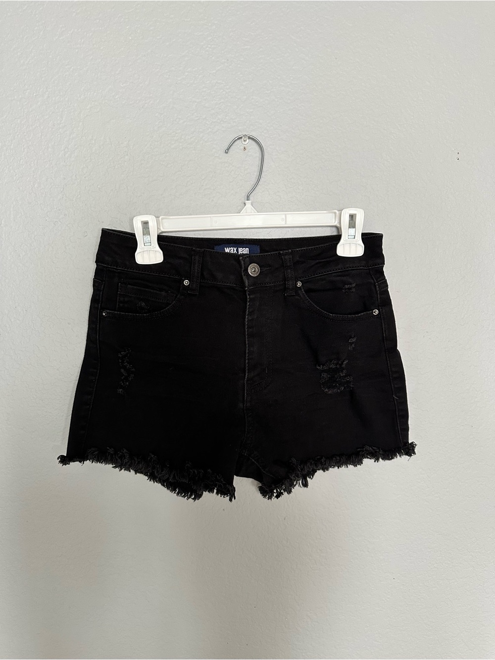 Wax Jean Black Distressed Shorts